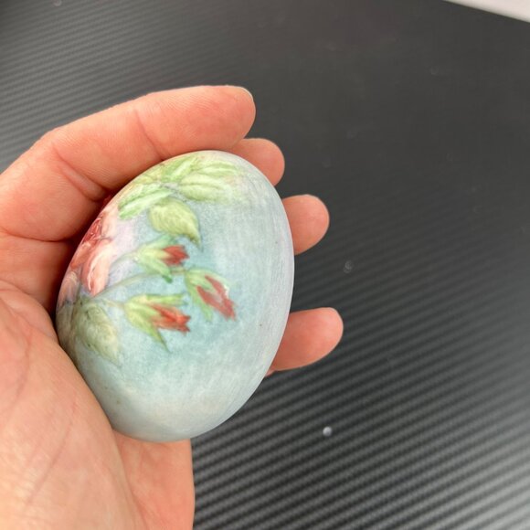 Vintage Porcelain Hand Painted Pink Rose Egg Easter Floral - Picture 6 of 10